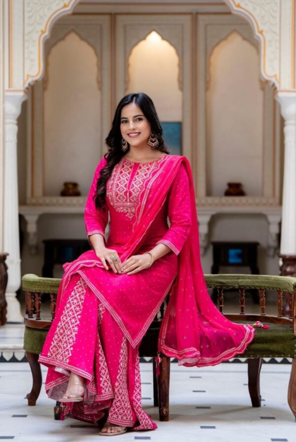 Embroidered Kurta Sharara Set - Image 4