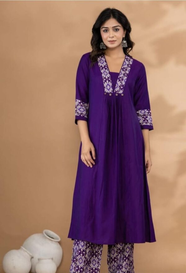 Muslin Silk Kurta Pant Set - Image 2