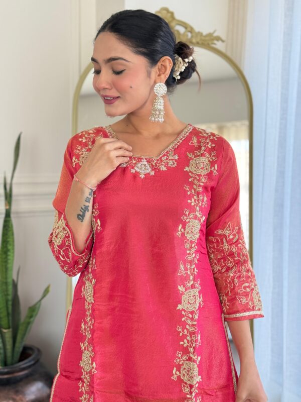 Tissue Embroidered Kurta - Image 3