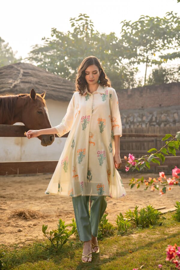 Hand Block Anarkali Coord Set - Image 4