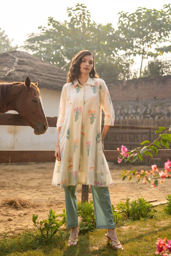 Hand Block Anarkali Coord Set