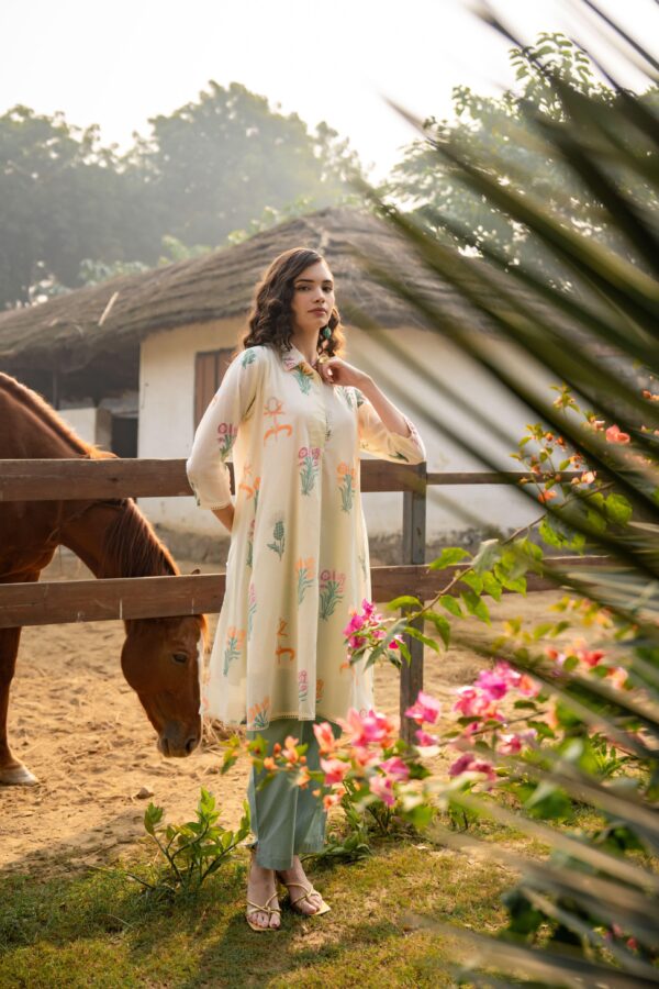 Hand Block Anarkali Coord Set - Image 3