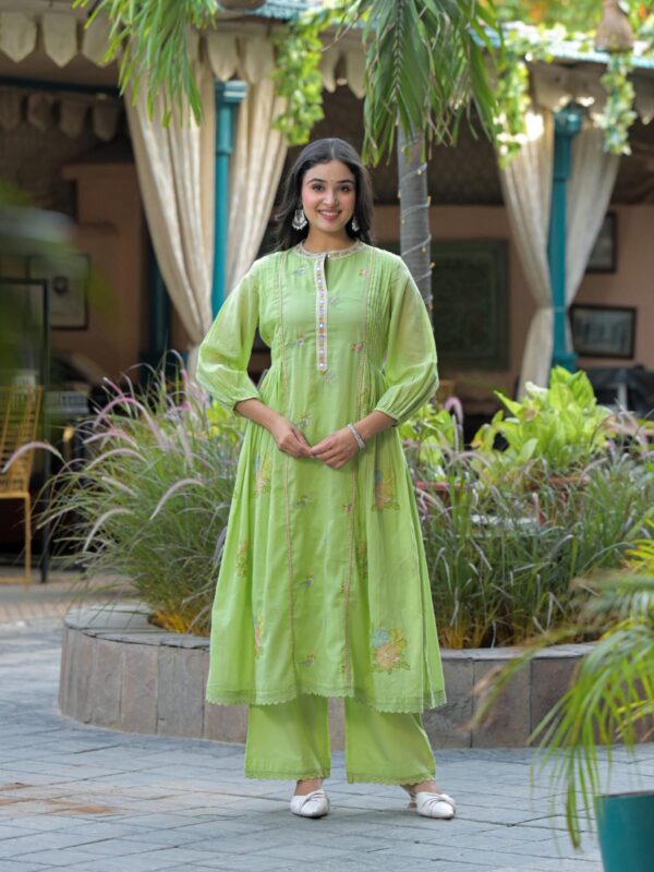 Mul Cotton Anarkali Suit with Mirror Work - Image 4