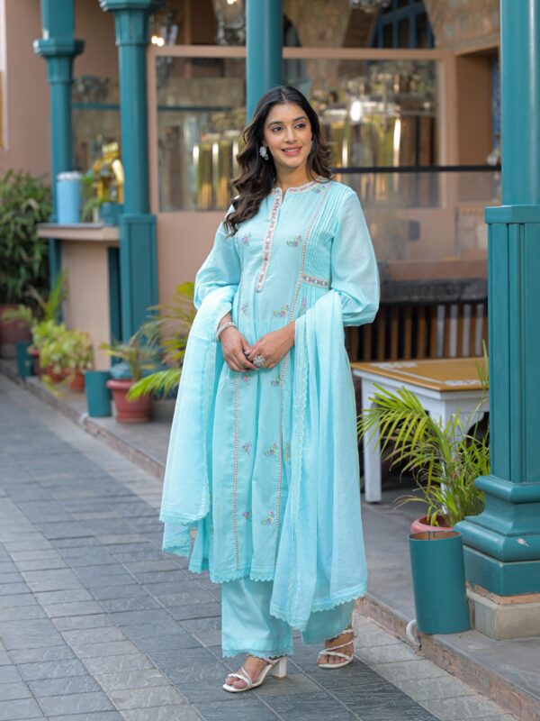 Mul Cotton Anarkali Suit with Mirror Work