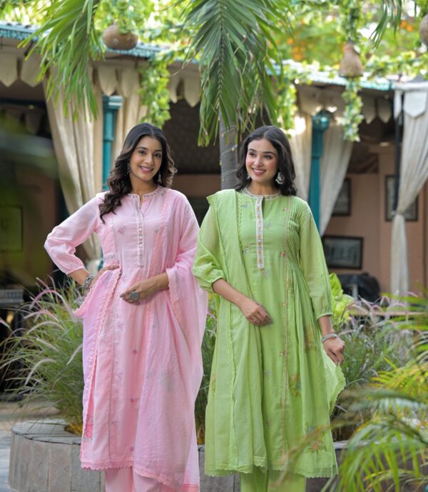 Mul Cotton Anarkali Suit with Mirror Work - Image 5
