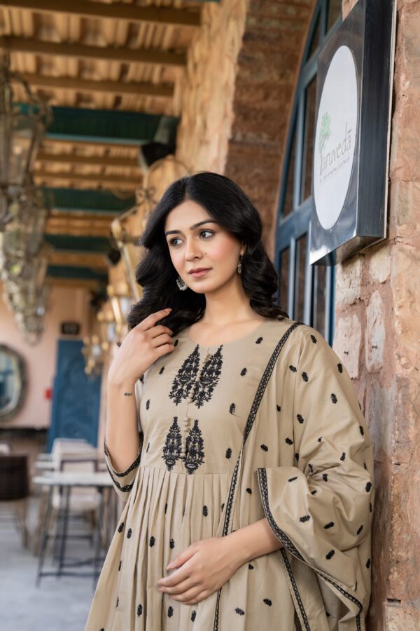Cotton Anarkali Suit with Embroidery - Image 2