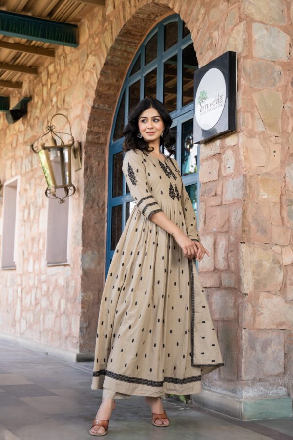 Cotton Anarkali Suit with Embroidery - Image 6