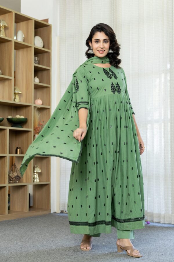 Cotton Anarkali Suit with Embroidery - Image 12