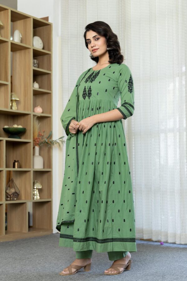 Cotton Anarkali Suit with Embroidery - Image 10