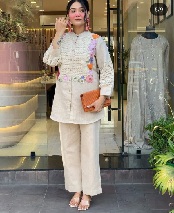 Jute Co-ord Set with Embroidery - Image 5