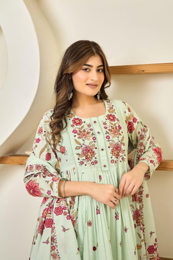 Cotton Digital Print Suit Set with Handwork - Image 3