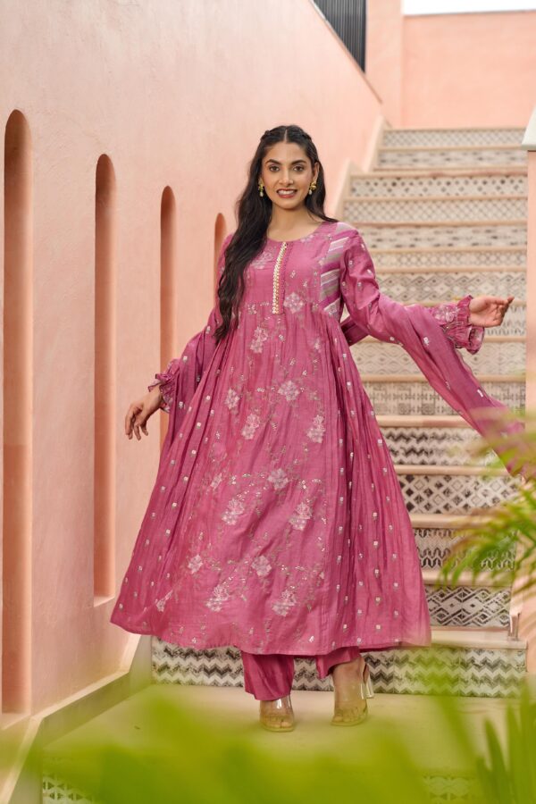 Mal Chanderi Suit with Embroidery