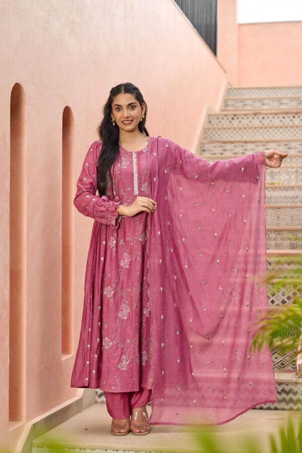 Mal Chanderi Suit with Embroidery - Image 4
