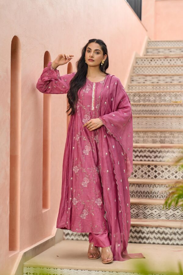 Mal Chanderi Suit with Embroidery - Image 5