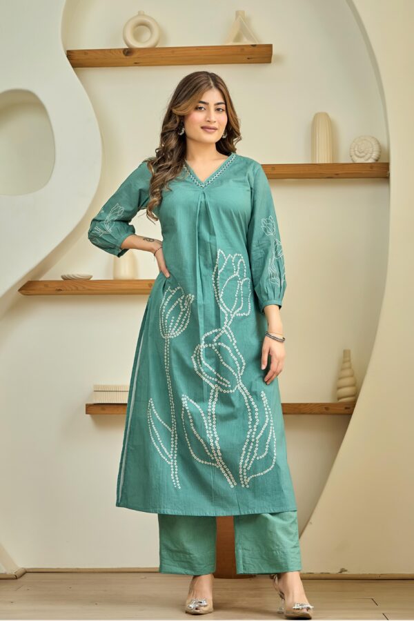 Green Cotton Suit Set - Image 5