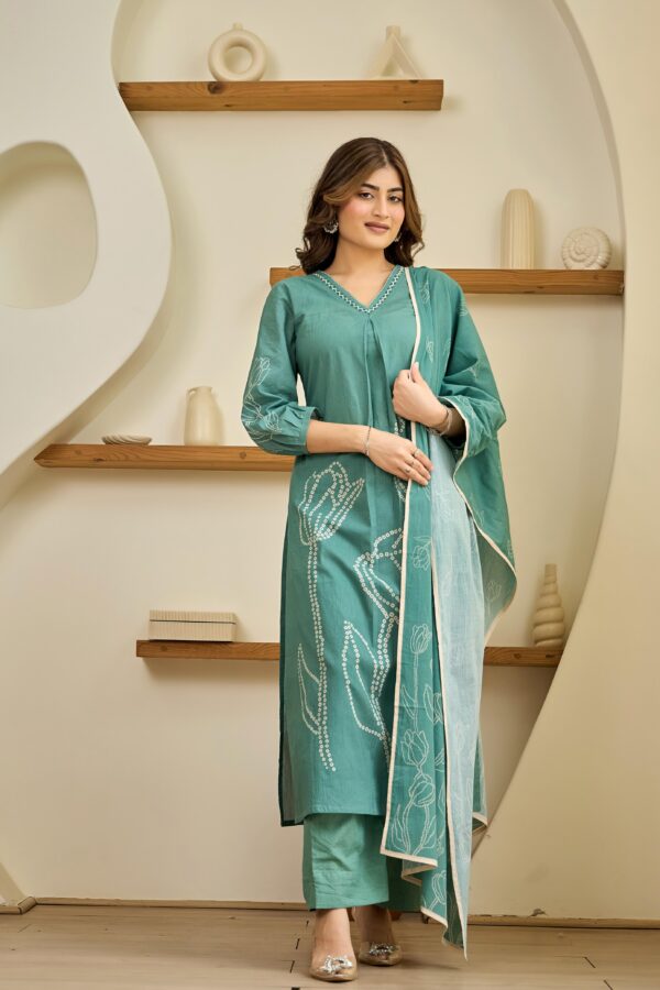 Green Cotton Suit Set - Image 4