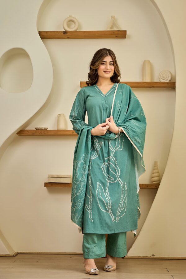 Green Cotton Suit Set - Image 2