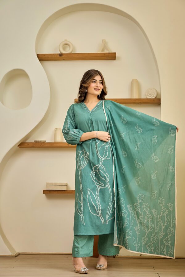 Green Cotton Suit Set