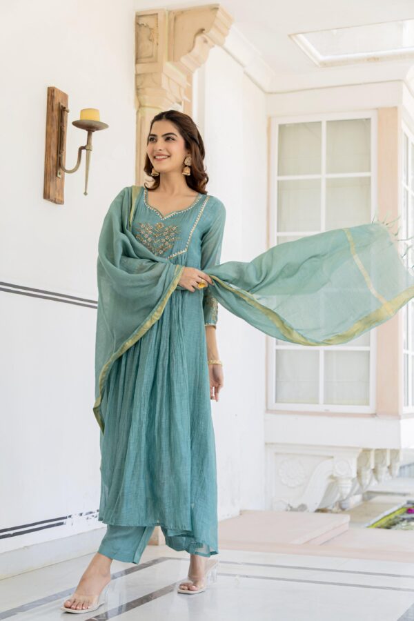 Mal Chanderi Anarkali Suit with Handwork
