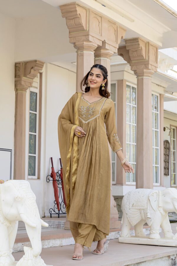 Mal Chanderi Anarkali Suit with Handwork - Image 9